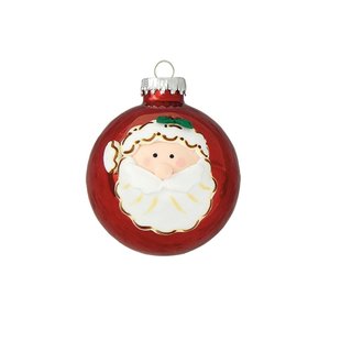 Kerstballen Appel Rood met Kerstman Gezicht