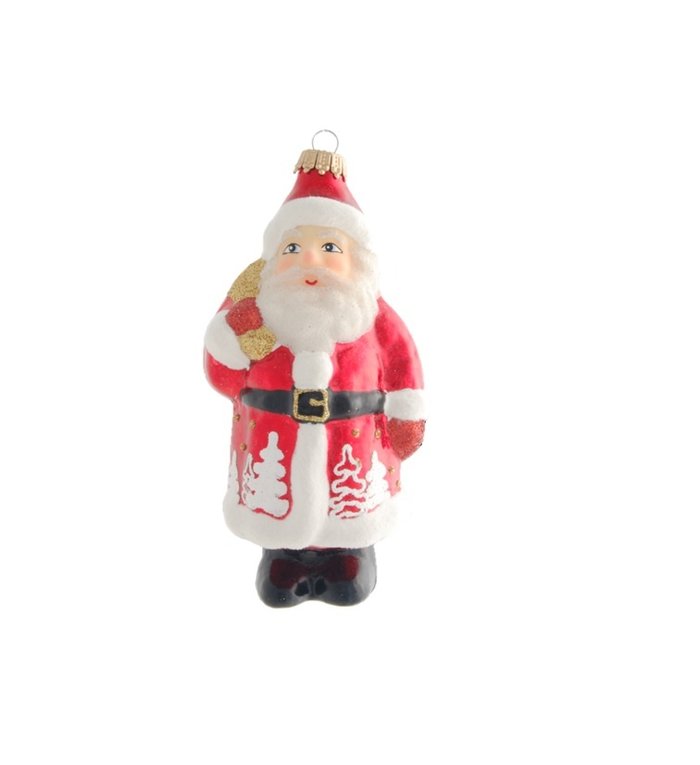 Glazen kerstman kerstboom figuur - 14 cm - rood wit