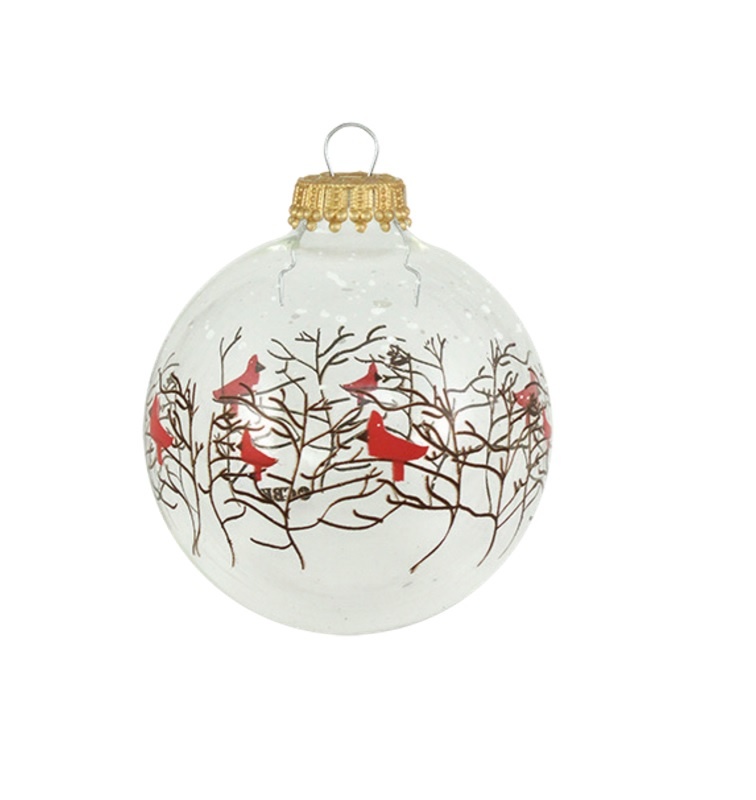 deze snel hout Kerstballen Transparant met Rode vogeltjes en Bruine takjes 7 cm groot