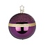 Inge Glas Manufaktur Glittertop aubergine / druif kleur met goud kerstbal 8 cm