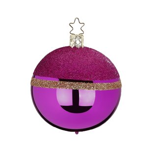Kerstbal Roze met Goud Glittertop
