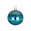 Glitters on Top Tiffany cyaan blauwe kerstbal met goud 8 cm