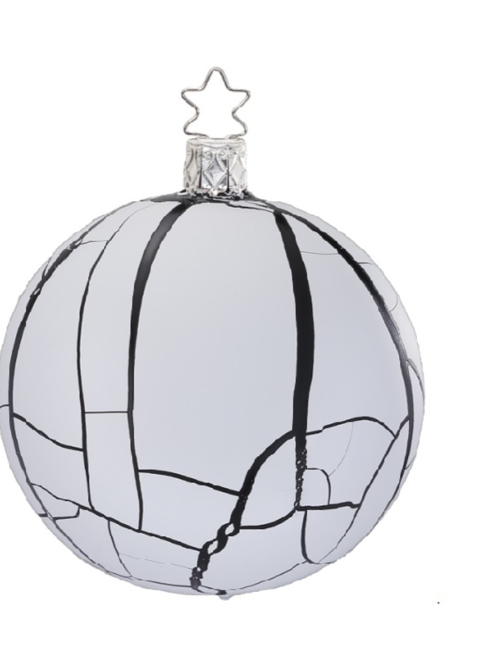 Inge Glas Manufaktur Dusty black and white, zwart en witte kerstbal 8 cm