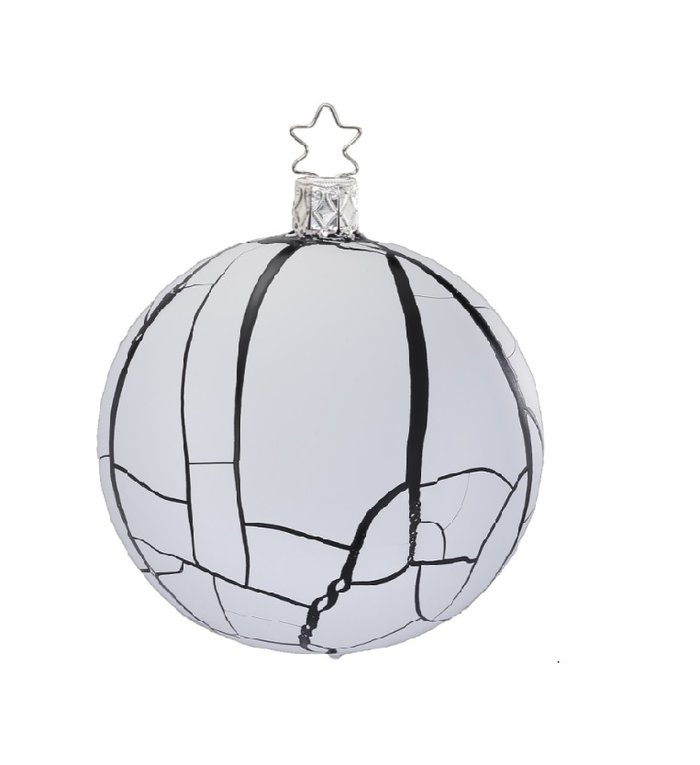 Inge Glas Manufaktur Dusty black and white, zwart en witte kerstbal 8 cm