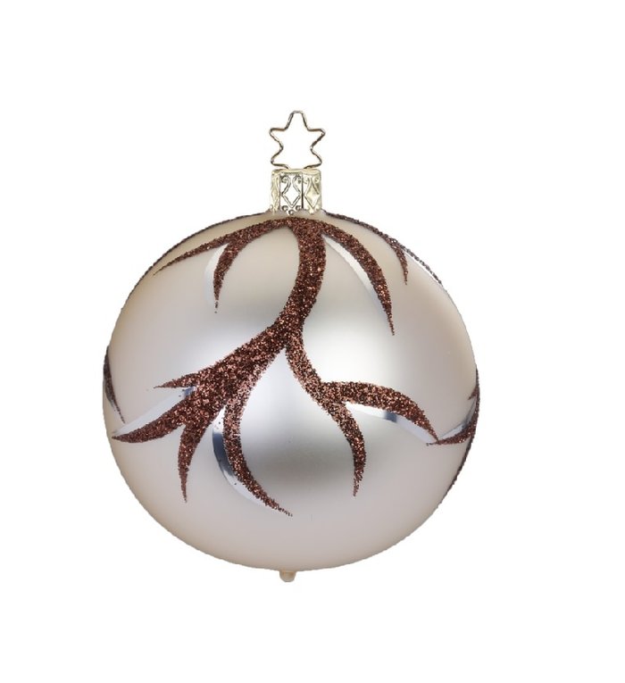 Inge Glas Manufaktur Hertengewei licht bruin en donker bruin kerstbal 8 cm