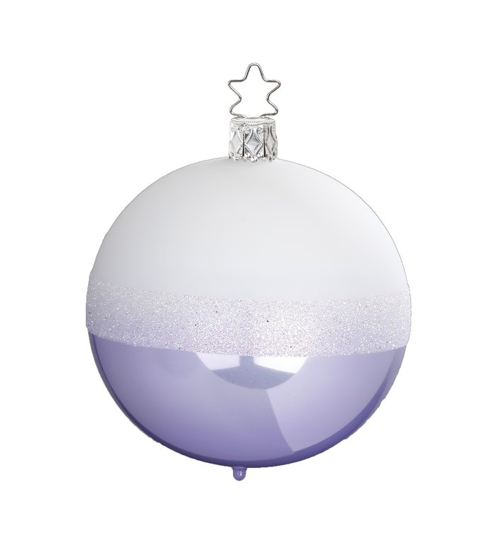 Luxe, witte en licht paarse Twin kerstbal 8 cm