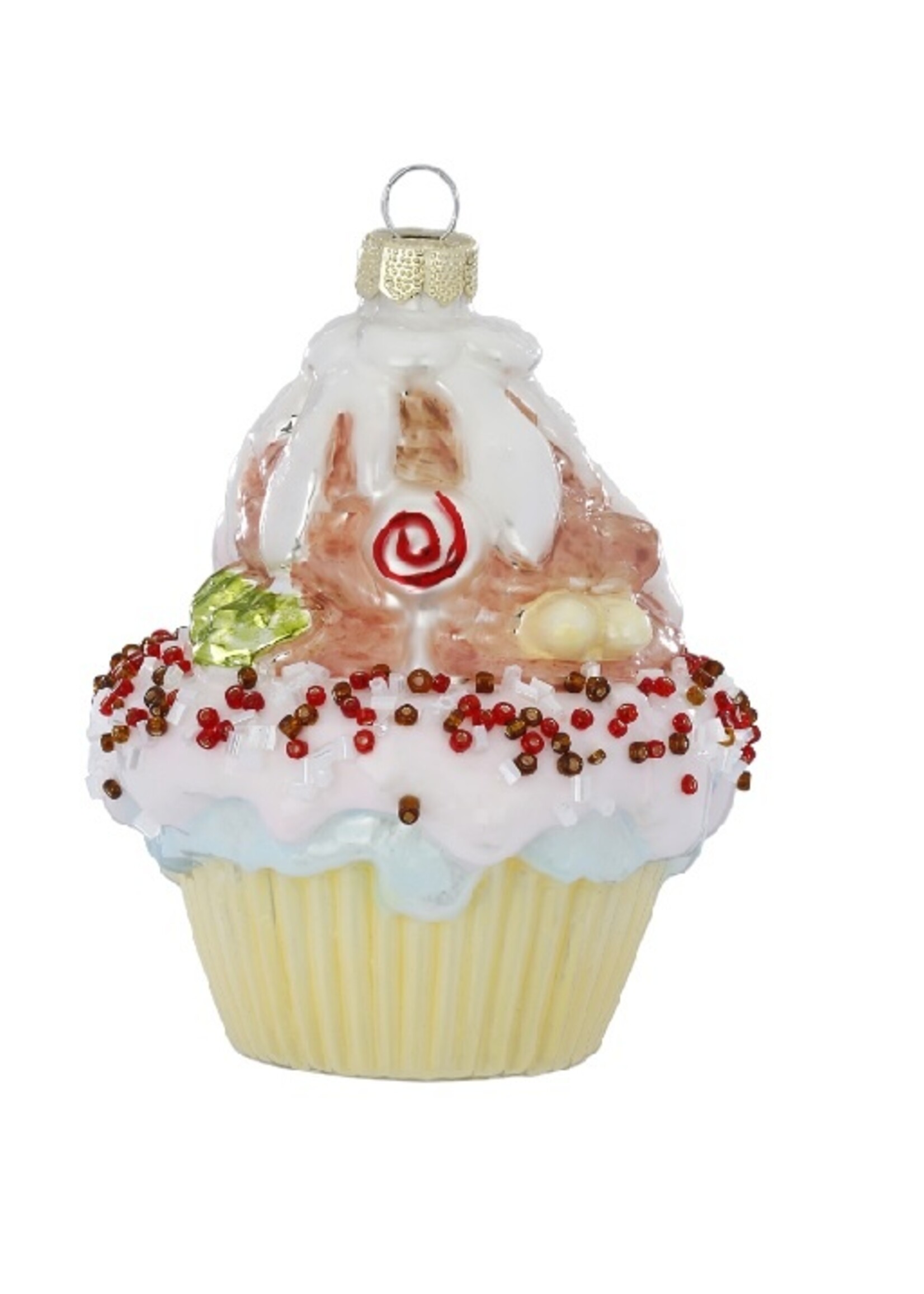 Cupcake met strooisels kerstboom decoratie 10 cm