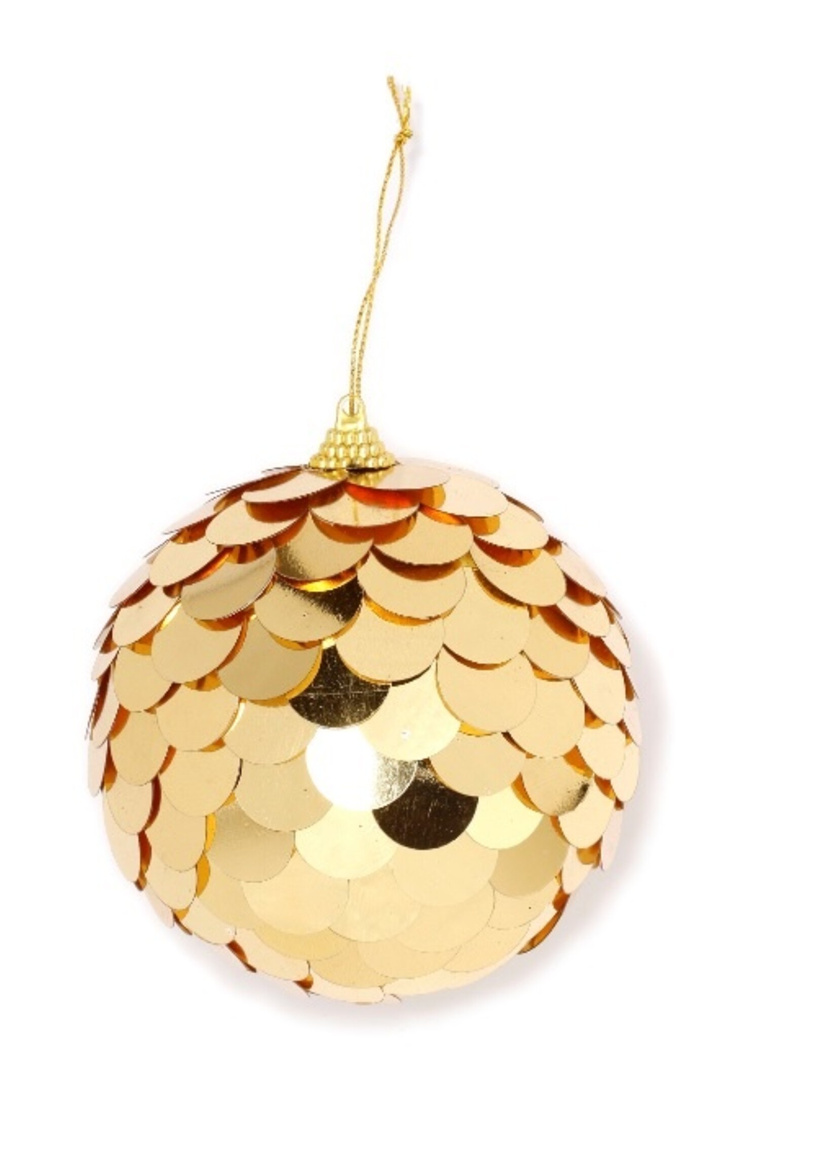 Grote kerstbal met gouden pailletten 10 cm