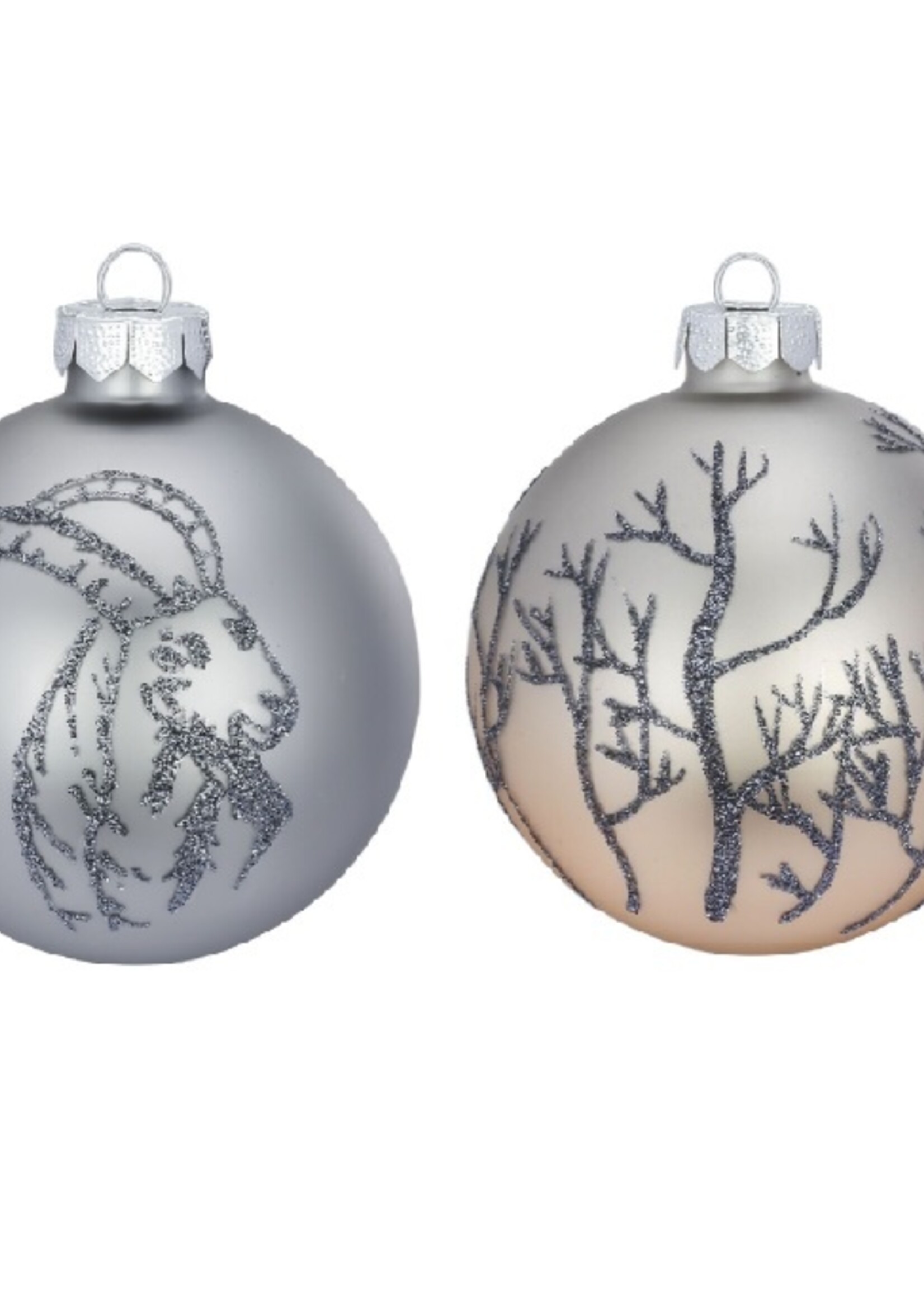 Set van 2 - Glazen kerstballen Hoog in de Bergen 8 cm
