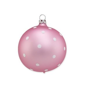 Kerstbal Roze met Witte Stipjes