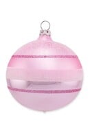 Kerstbal Roze met Glitter Strepen