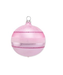 Kerstbal Roze met Glitter Strepen