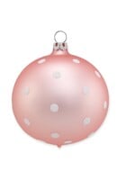 Kerstbal Abrikoos oranje / Zalm roze met witte stipjes