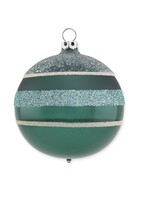 Kerstbal Varen Groen met Glitter Strepen