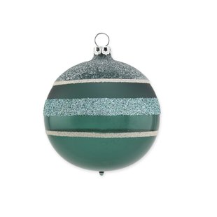 Kerstbal Varen Groen met Glitter Strepen