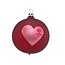 Glazen kerstbal 8 cm - Big Heart kersenrood