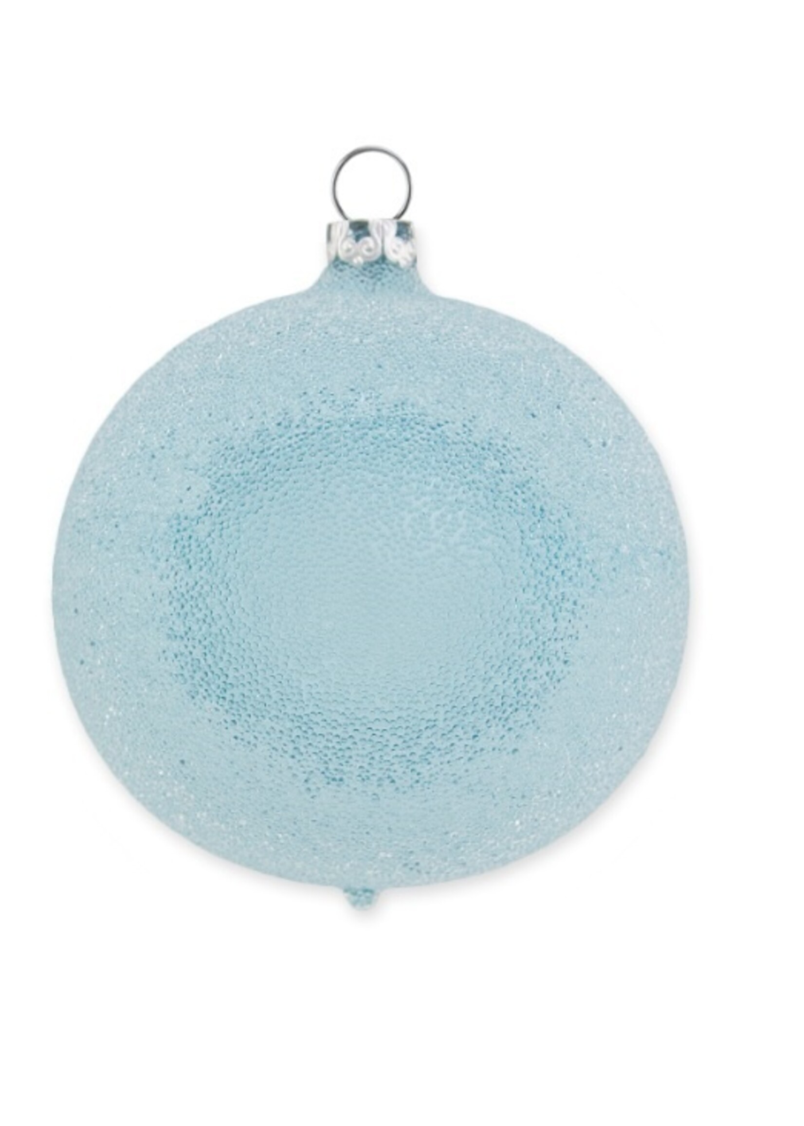 Licht blauwe glinsterende dauw kerstbal 8 cm