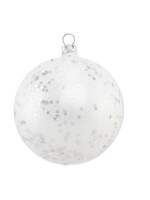 Kerstbal Wit met zilveren Mini Sterren