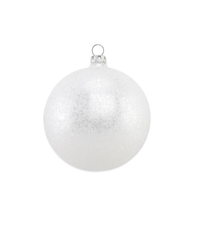 Zilveren kerstbal met ijskristallen 8 cm