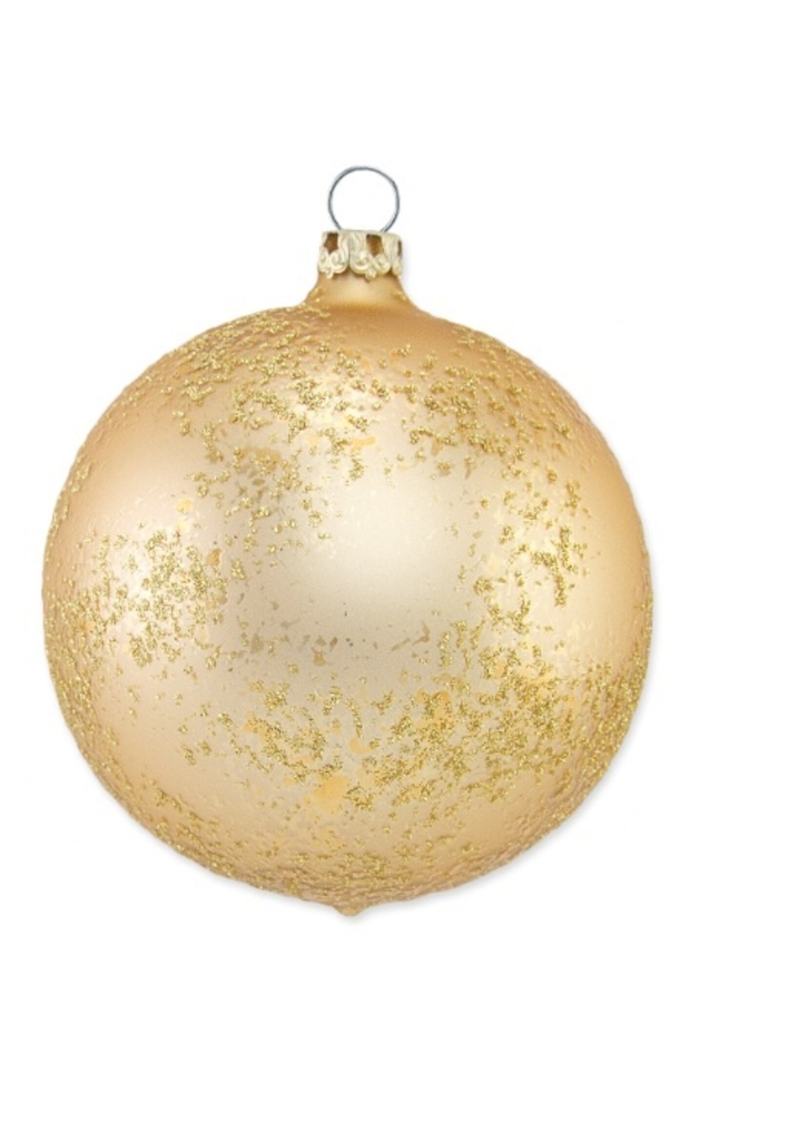 Gouden kerstbal met hamerslag 8 cm