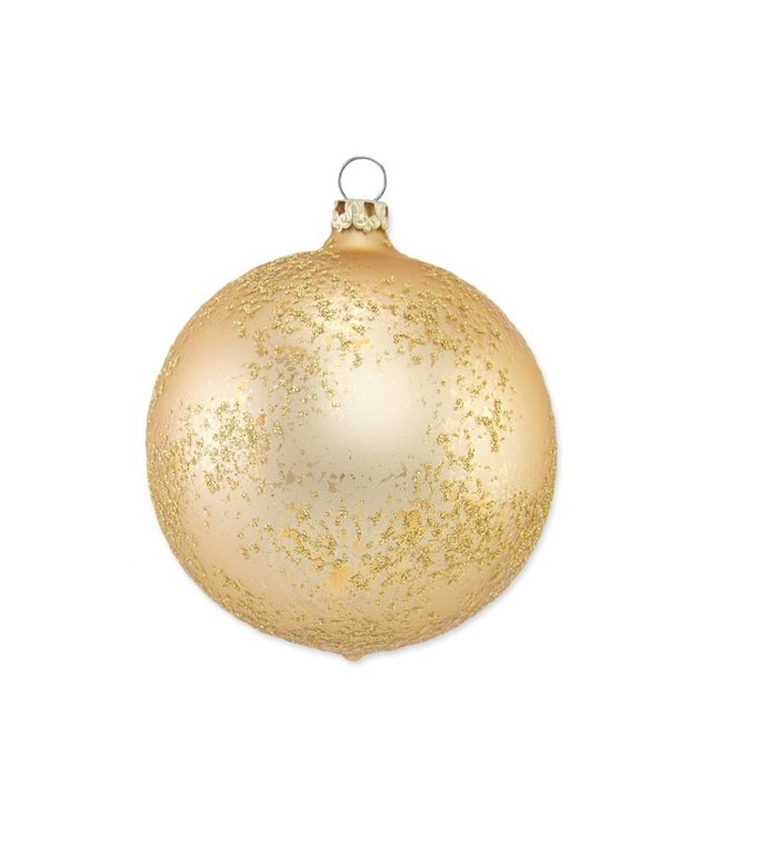 Gouden kerstbal met hamerslag 8 cm