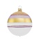 Witte en transparante kerstbal met glitter streepjes in paars en goud 8 cm