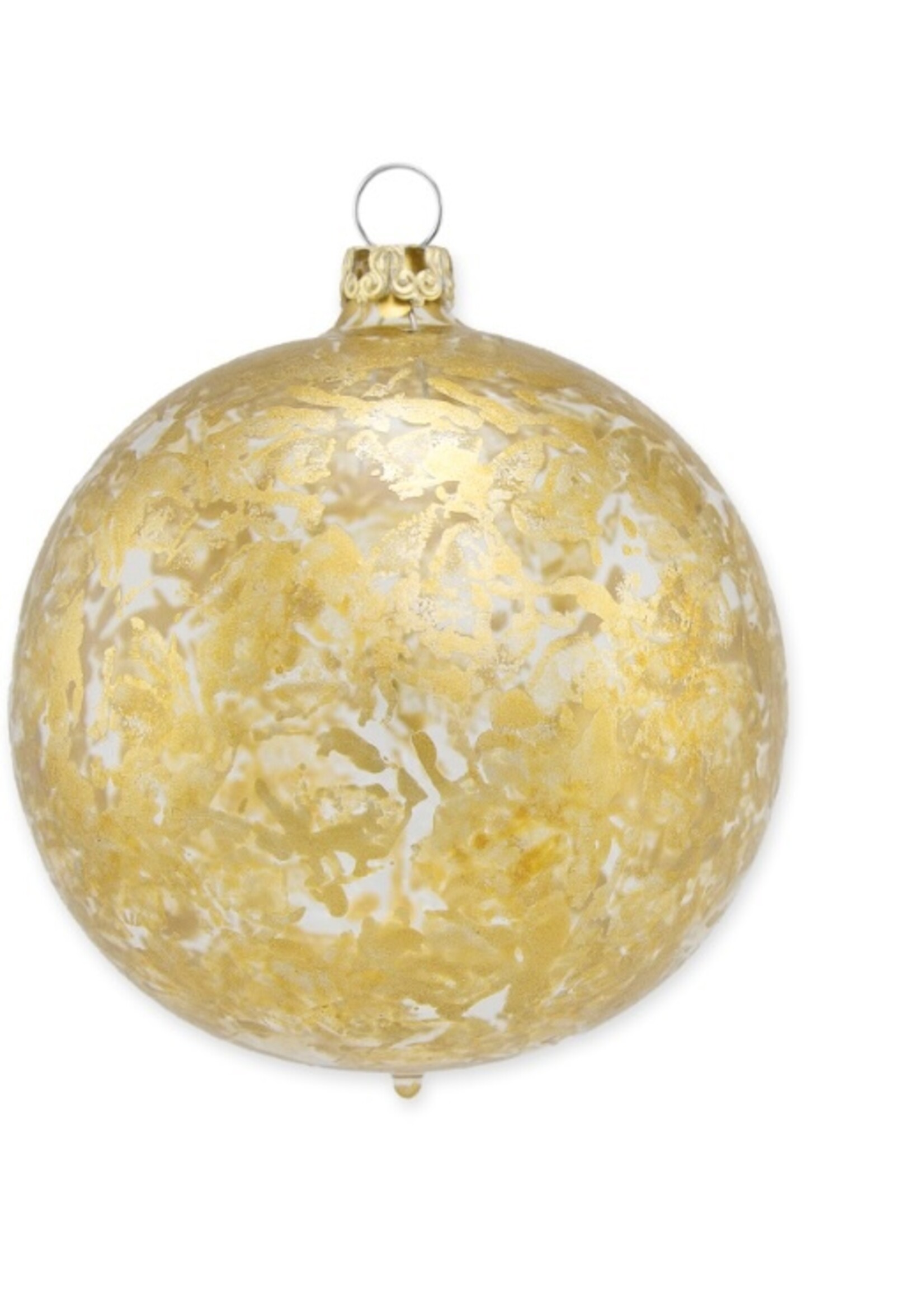 Transparante kerstbal met gouden brocade effect 8 cm