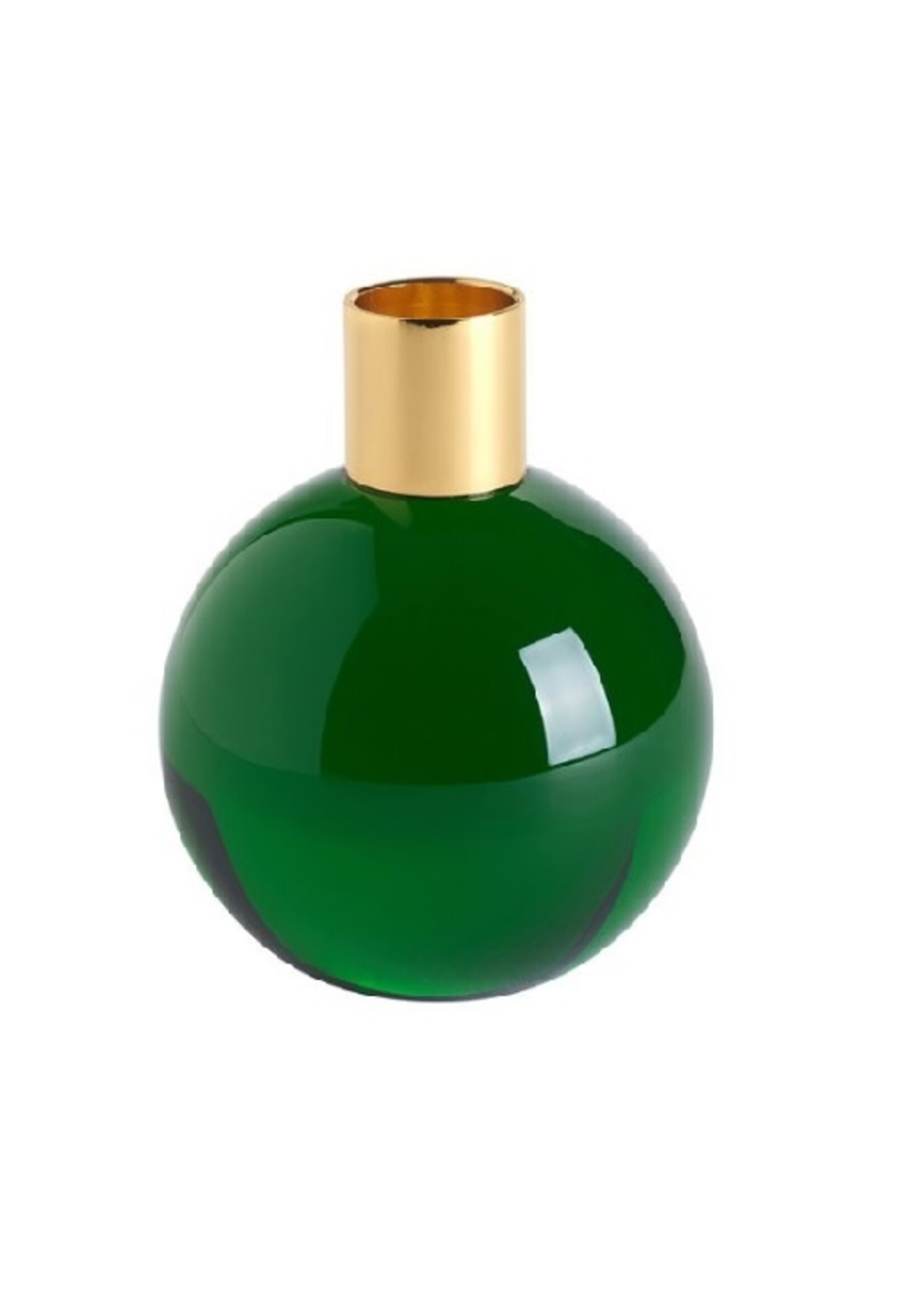 Giftcompany kandelaar van kristalglas Dioptrics groen 9,5 cm hoog