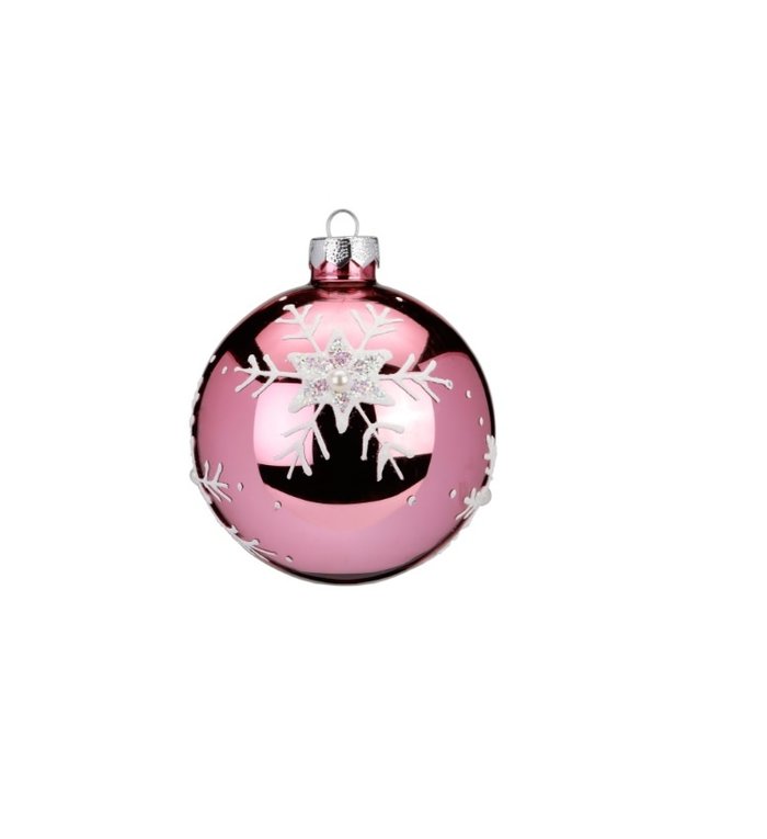 Set van 3 - Glazen kerstballen romance rood / roze 8 cm