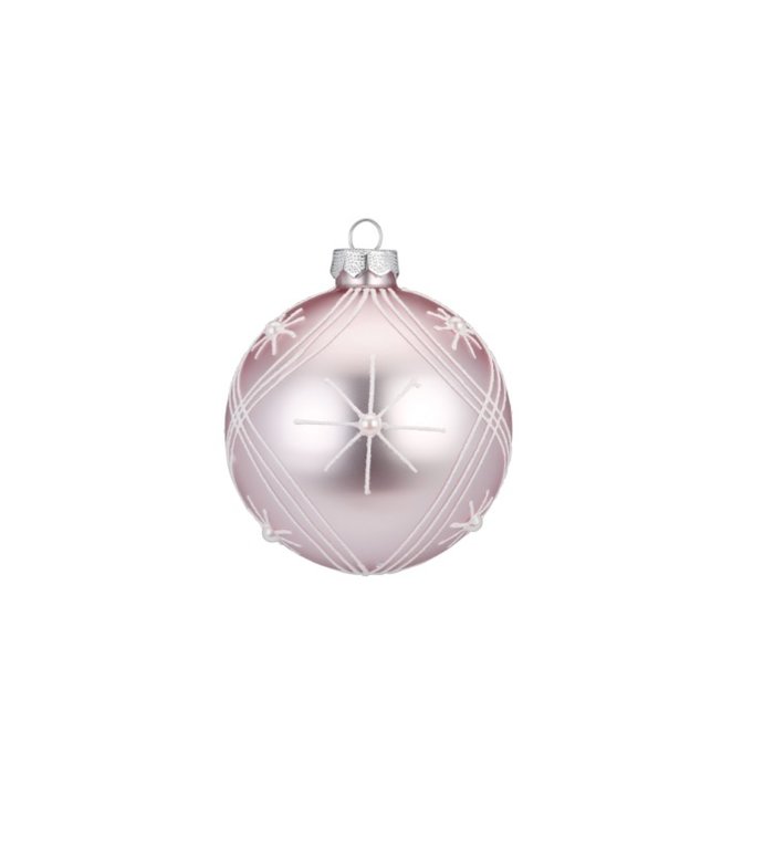 Set van 3 - Glazen kerstballen romance rood / roze 8 cm