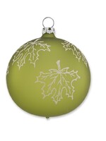 Kerstbal Geel Groen met Vallend Esdoornblad