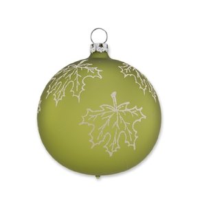 Kerstbal Geel Groen met Vallend Esdoornblad