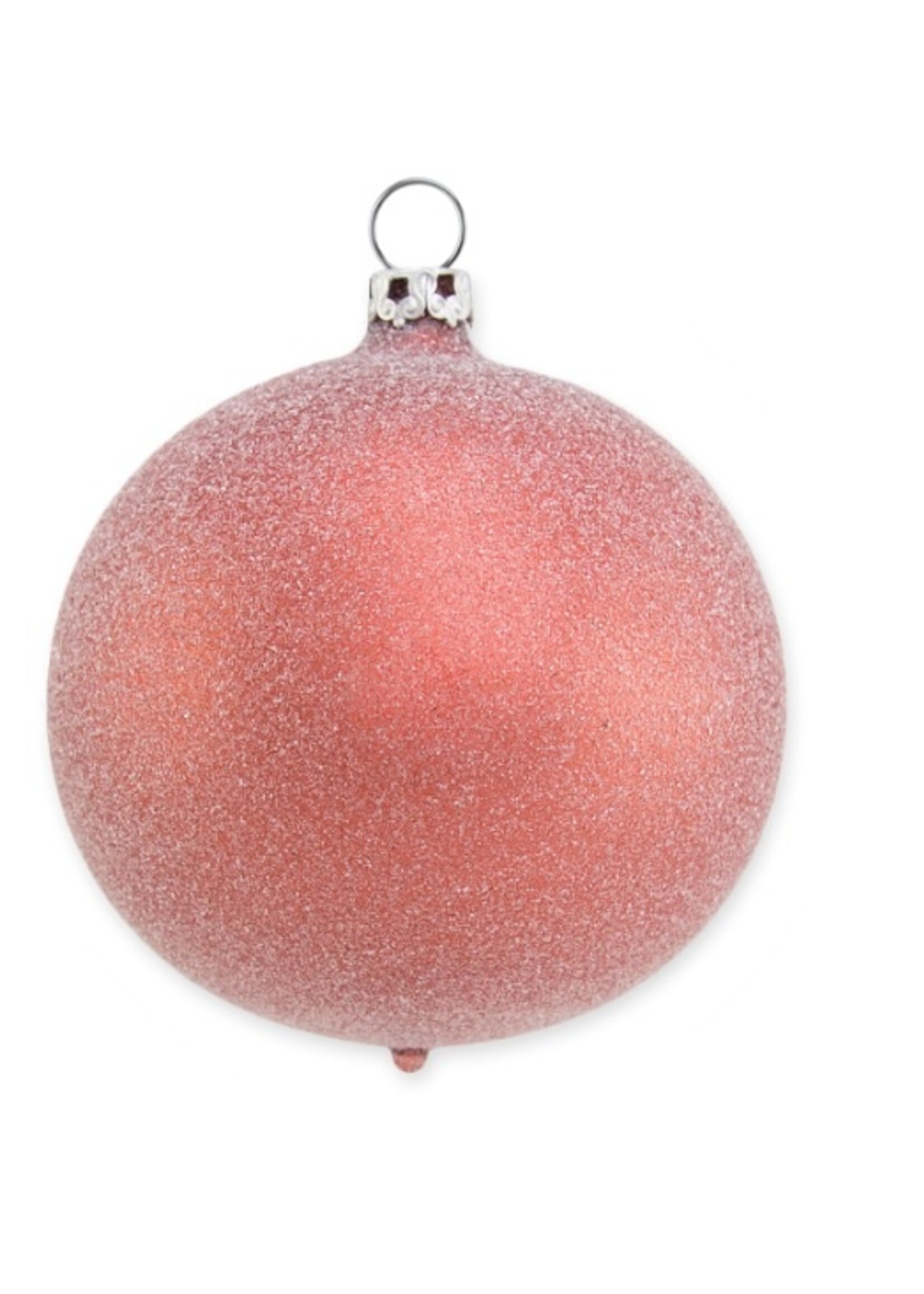 Gezandstraalde kerstbal terra kleurig / roodoranje 8 cm