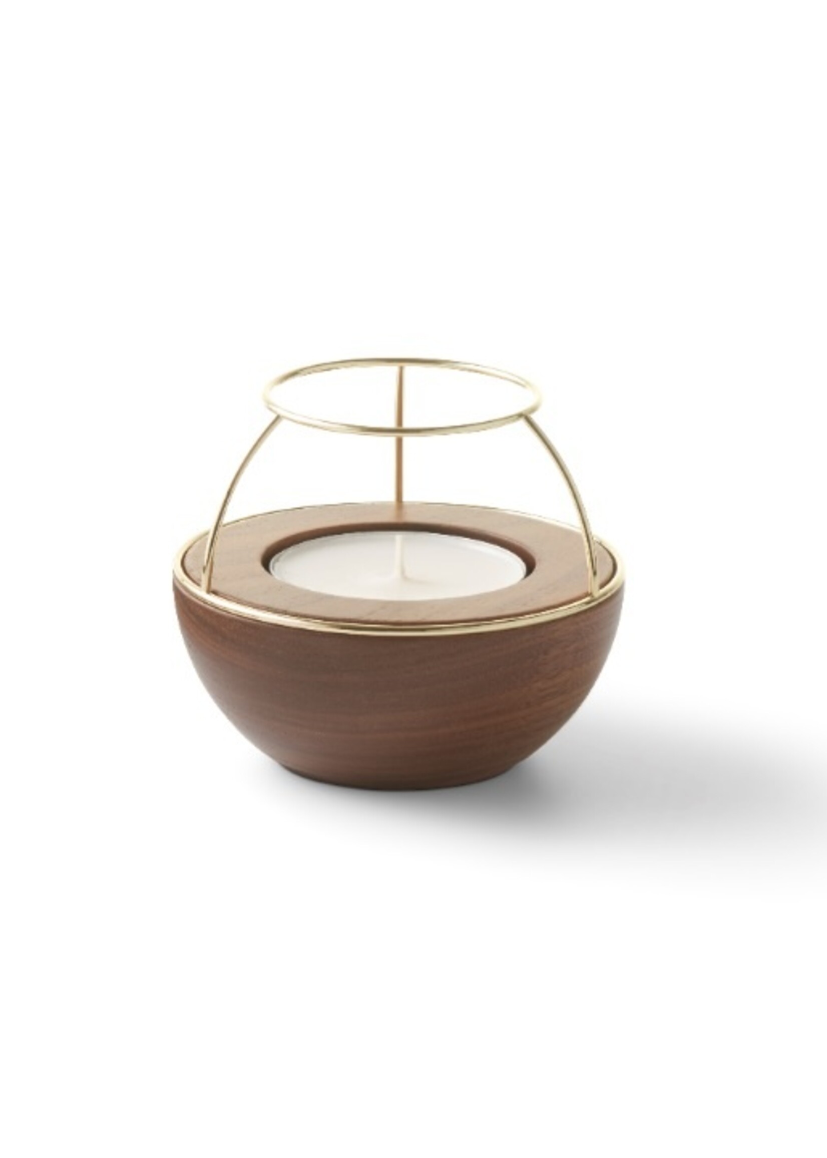 NAV Scandinavia Waxinelichthouder Flaming Rings Walnoot/Messing