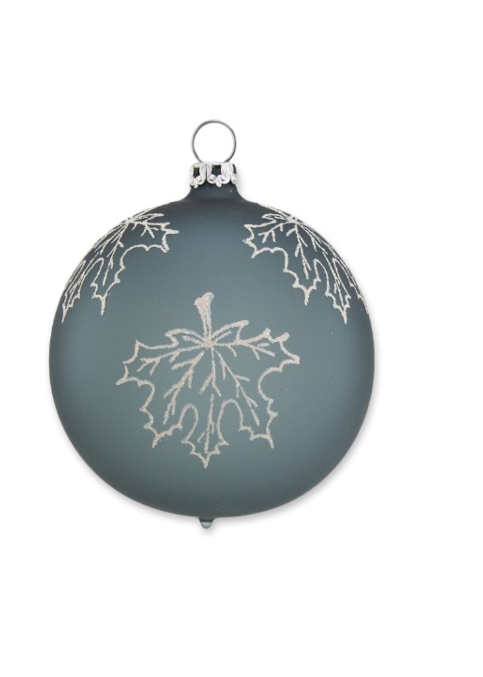 Varen groene matte kerstbal met vallend esdoornblad 8 cm