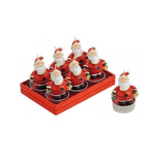 Set van 6 Kerstman Waxinekaarsjes