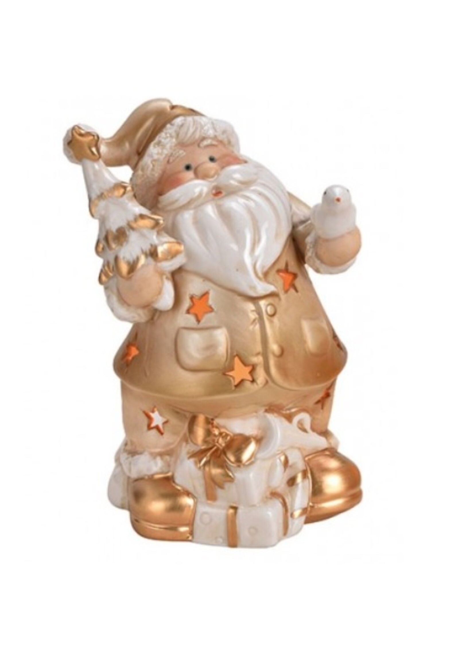 Kerstman waxinelichthouder 15 cm