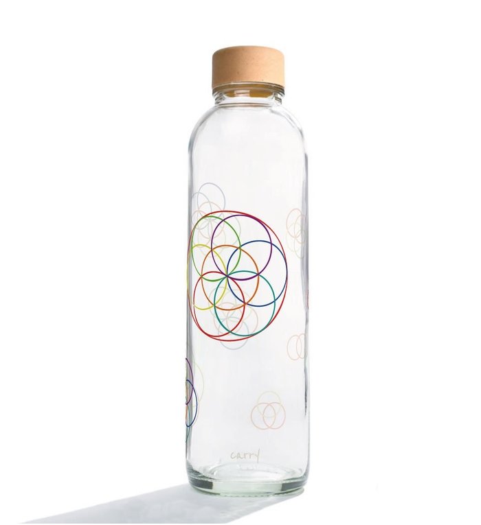 Carry Bottles Glazen Drinkfles Flower Elements 0.7 liter