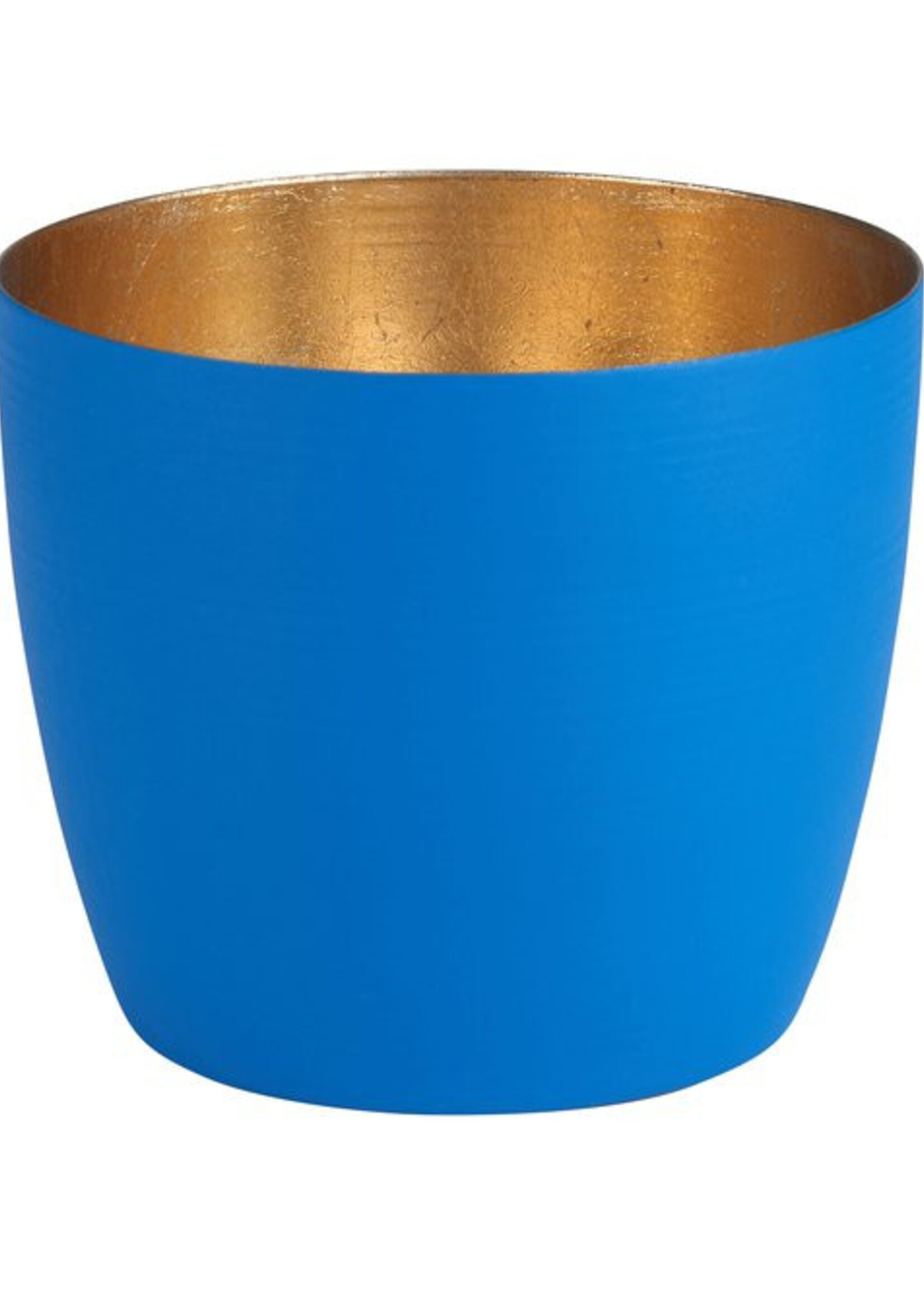 Giftcompany waxinelichtjeshouder medium azuur blauw met nudegold