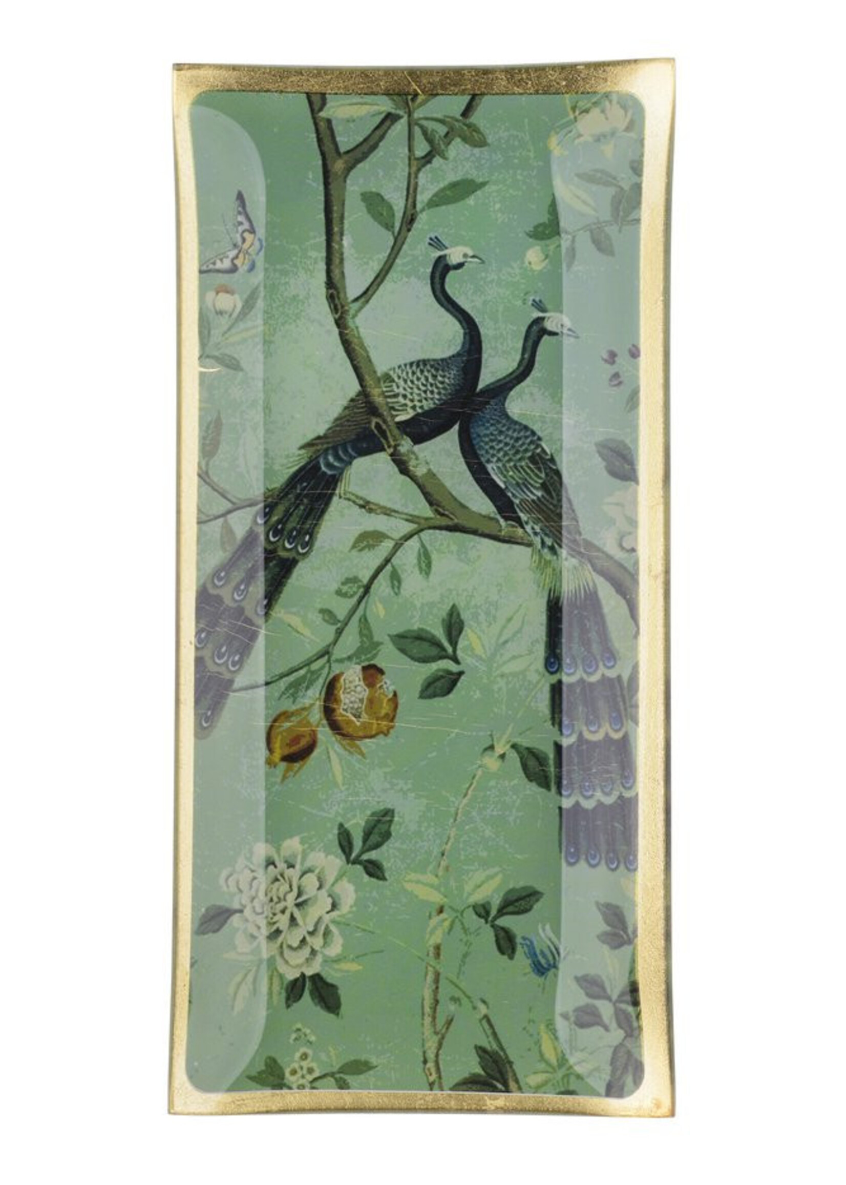 Giftcompany decoratief schaaltje voor sieraden met pauwen large maat large