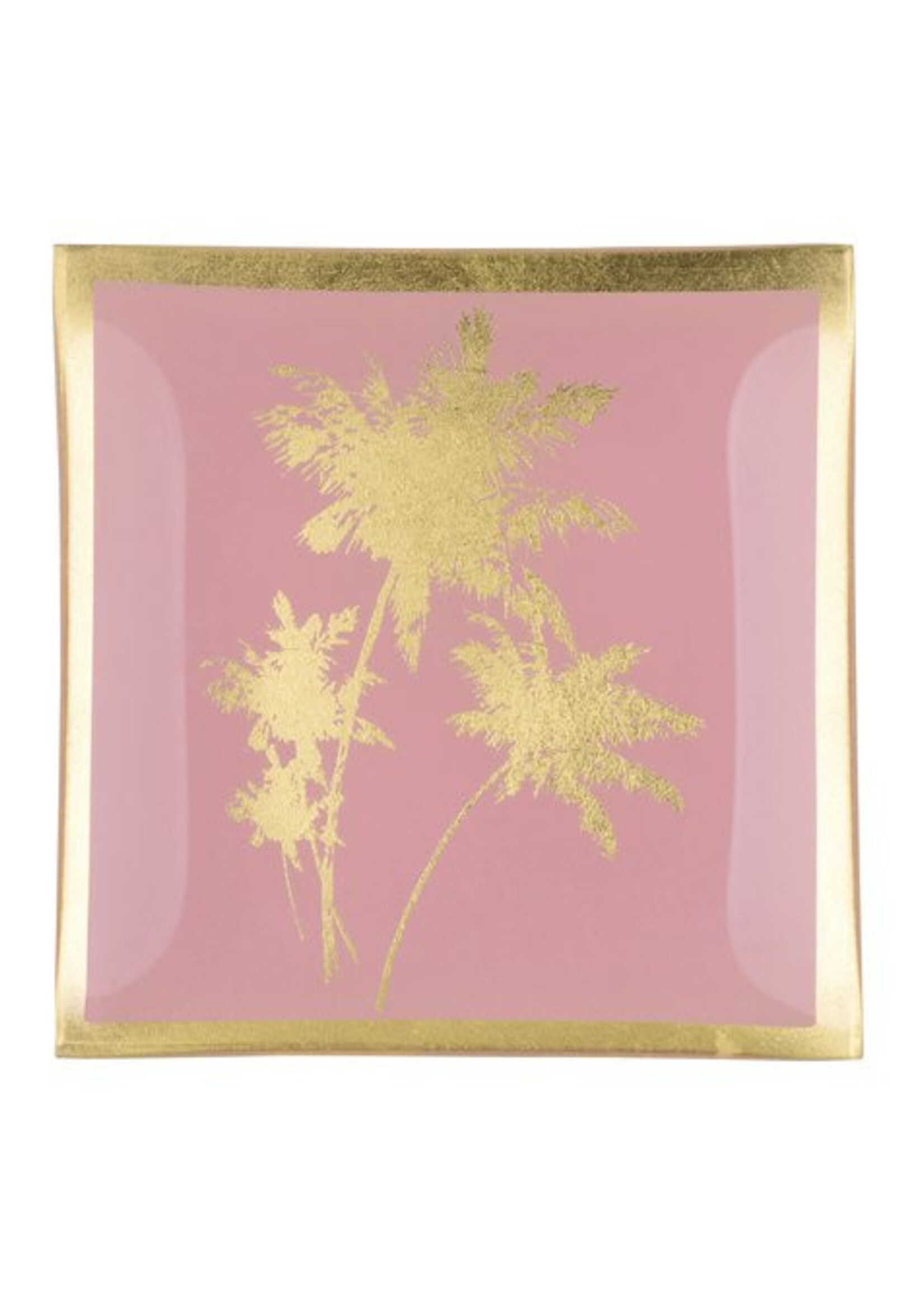 Giftcompany Roze glazen schoteltje met palmboom afbeelding