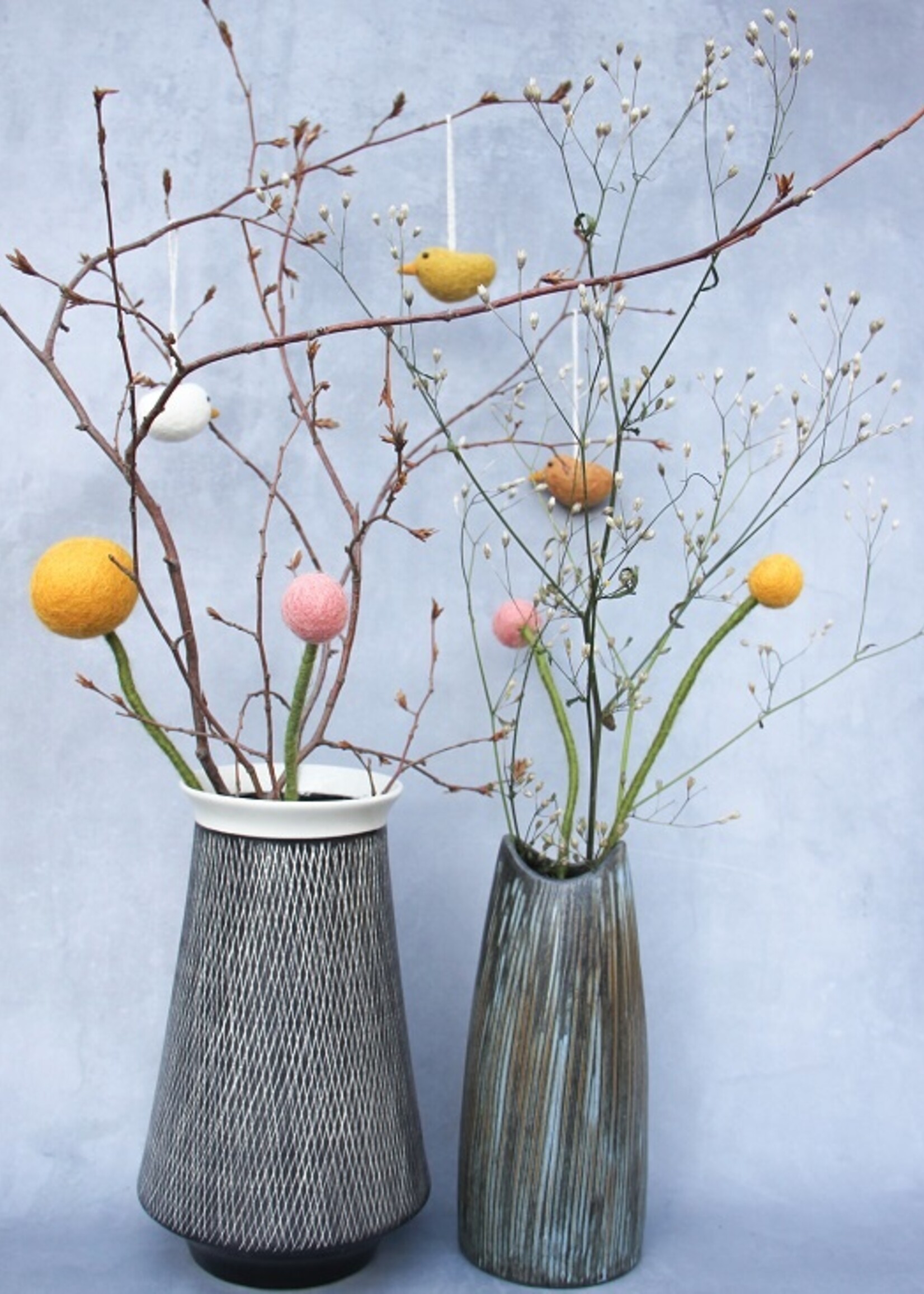 Én Gry & Sif groene vilten bloem 30 cm