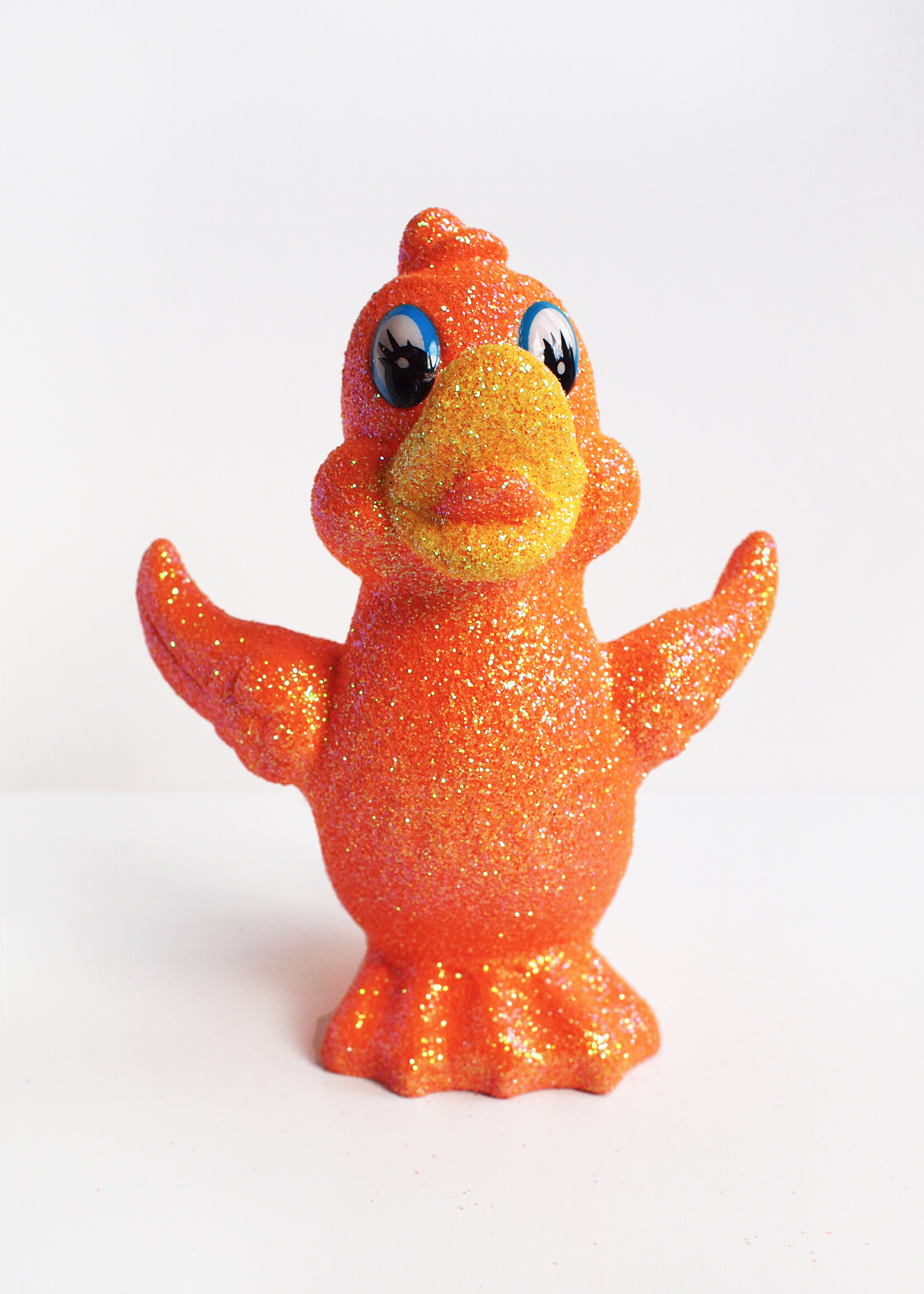 Handgemaakt oranje glitter eendje