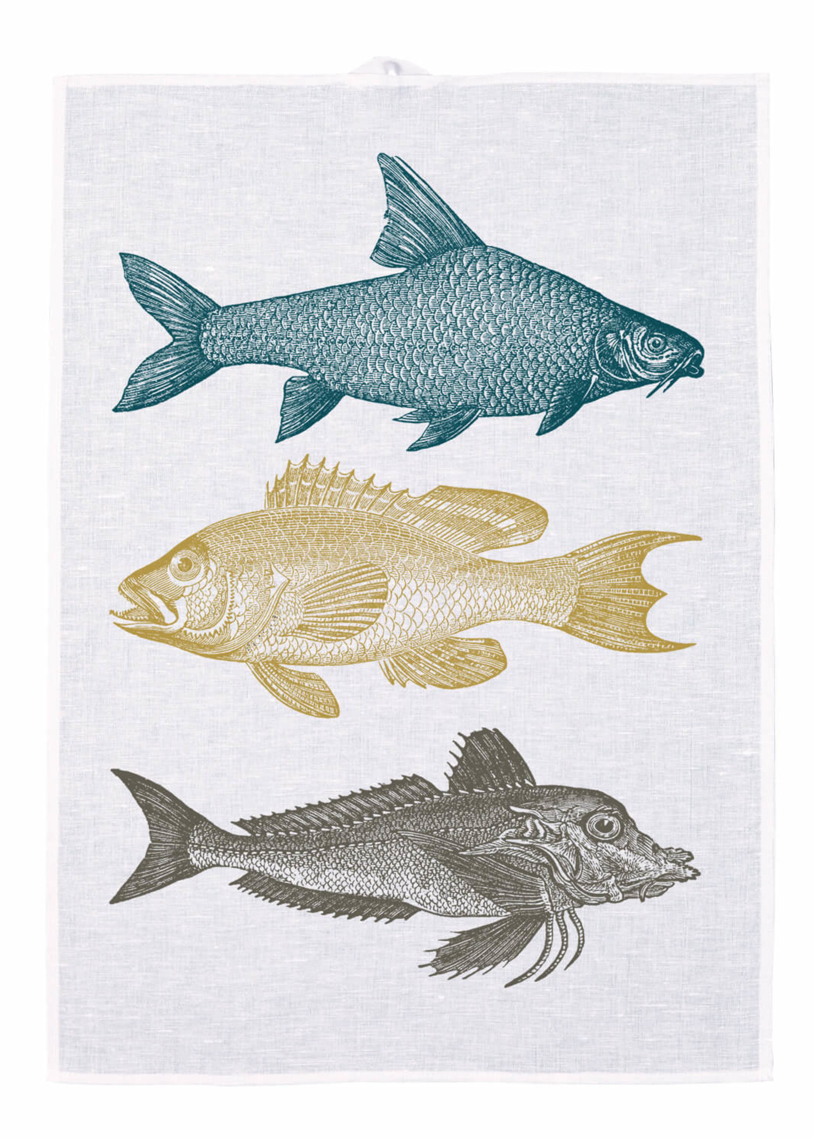 Frohstoff halflinnen theedoek met drie vissen