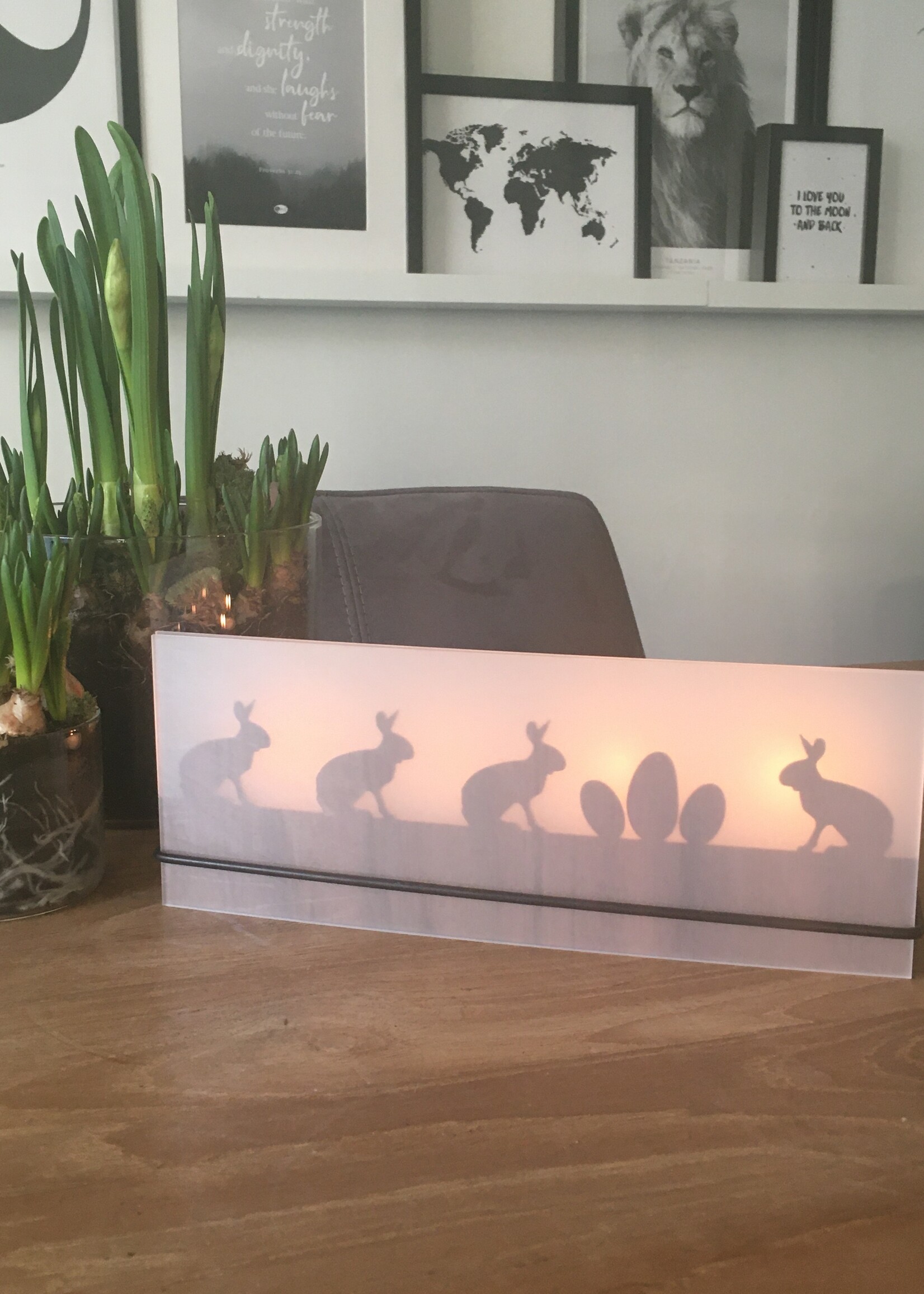 designimdorf Schaduwspel hazen en eieren waxinelichthouder