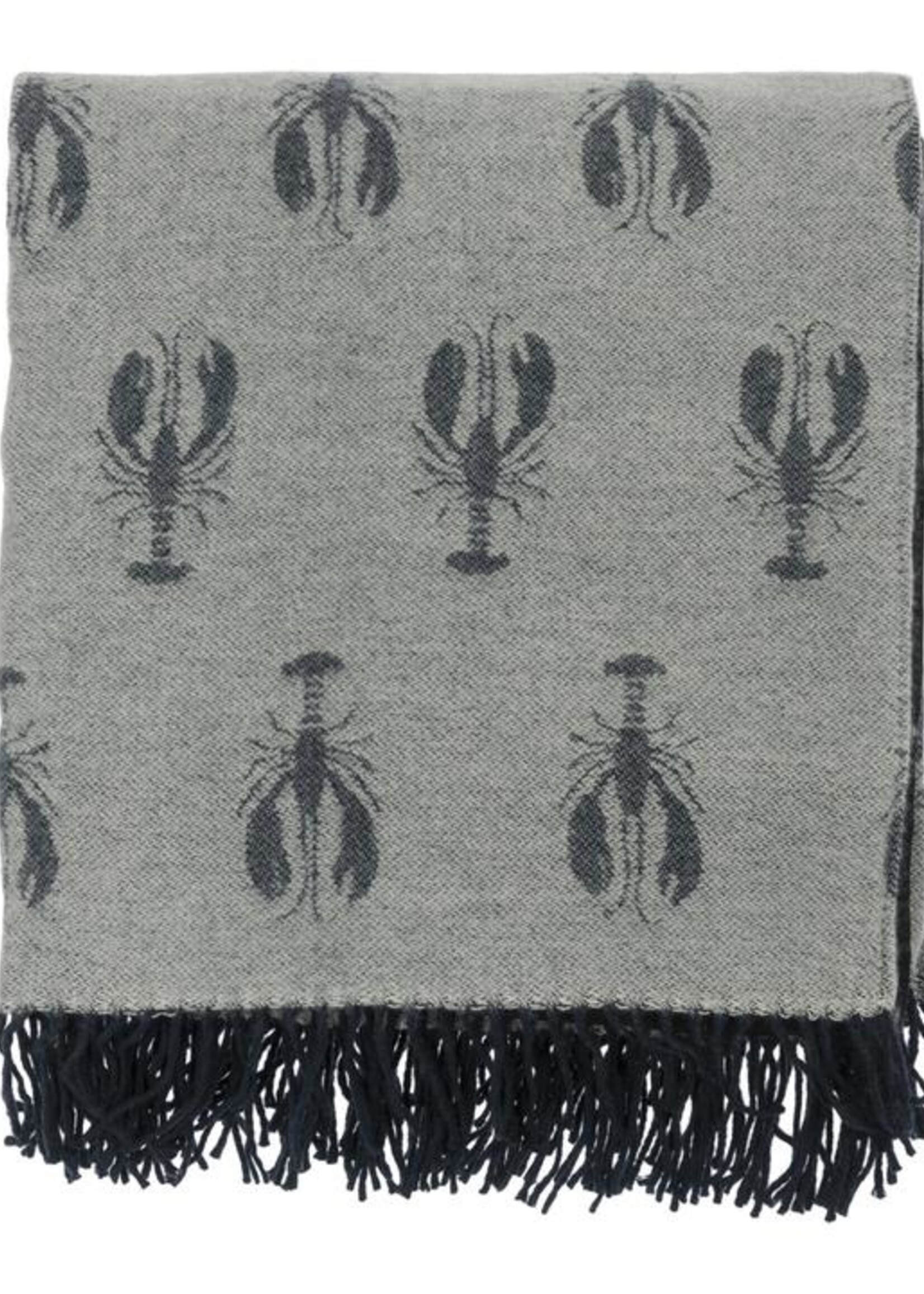 Sophie Allport blauwgrijs picknickkleed met kreeft patroon