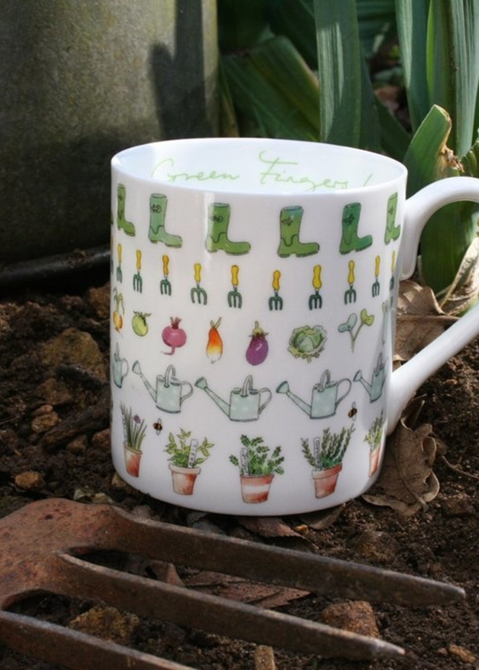 Sophie Allport porseleinen mok 'Groene Vingers' 275 ml