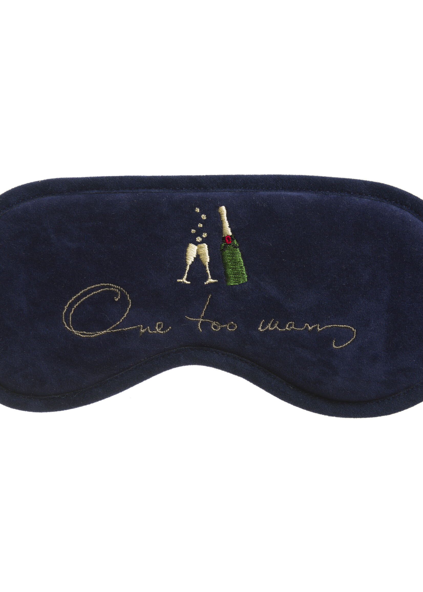 Sophie Allport slaapmasker - oog masker met champagneglazen en tekst "One too many"