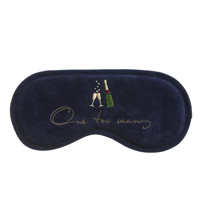 Sophie Allport slaapmasker - oog masker met champagneglazen en tekst "One too many"