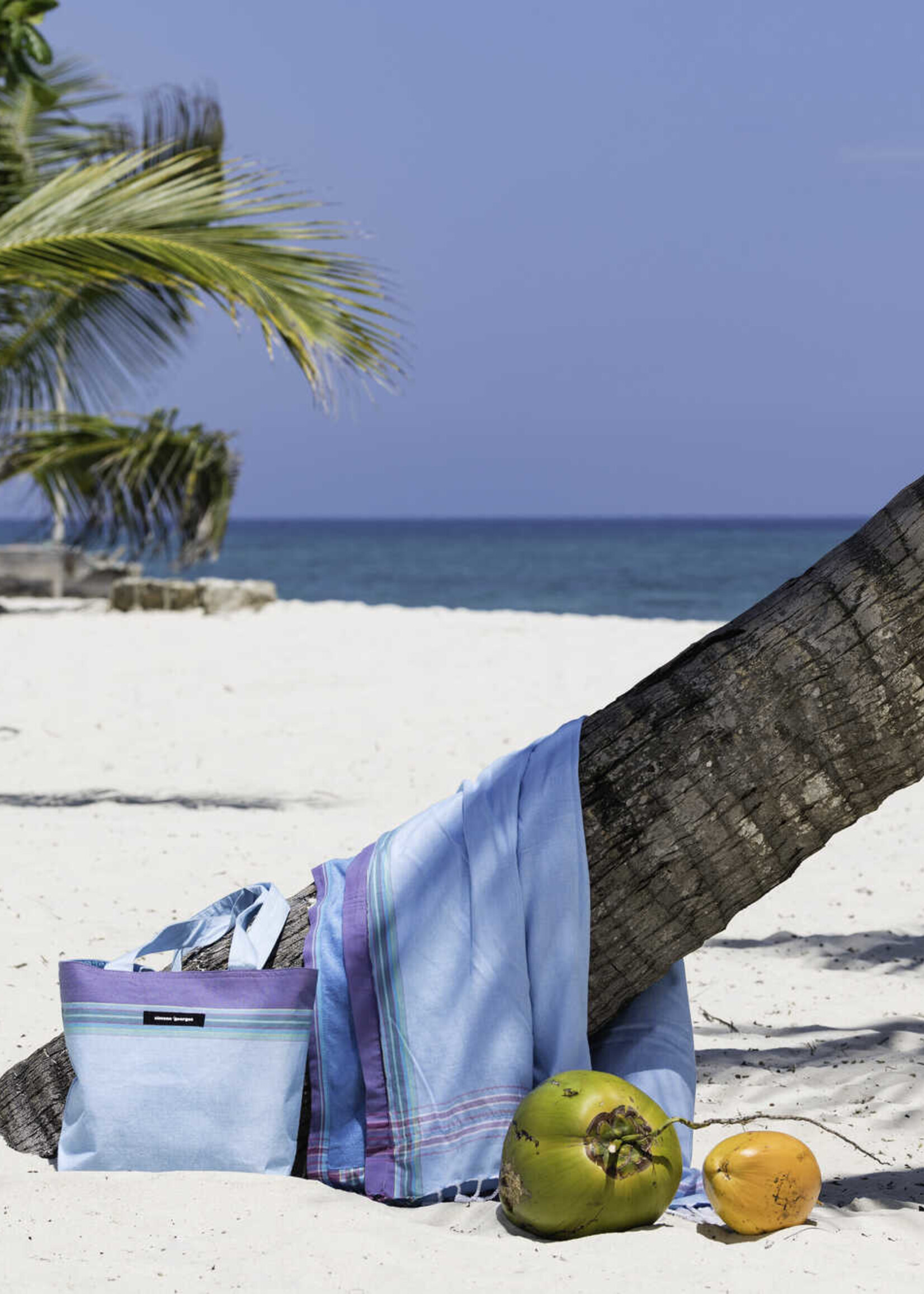 Simone et Georges lichtblauwe katoenen strandtas